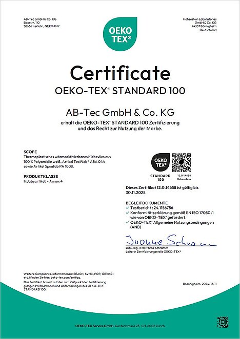 Oeko-Tex® | ABA 044, PA 1008