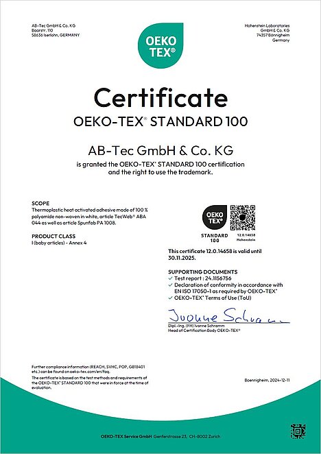 Oeko-Tex® | ABA 044, PA 1008